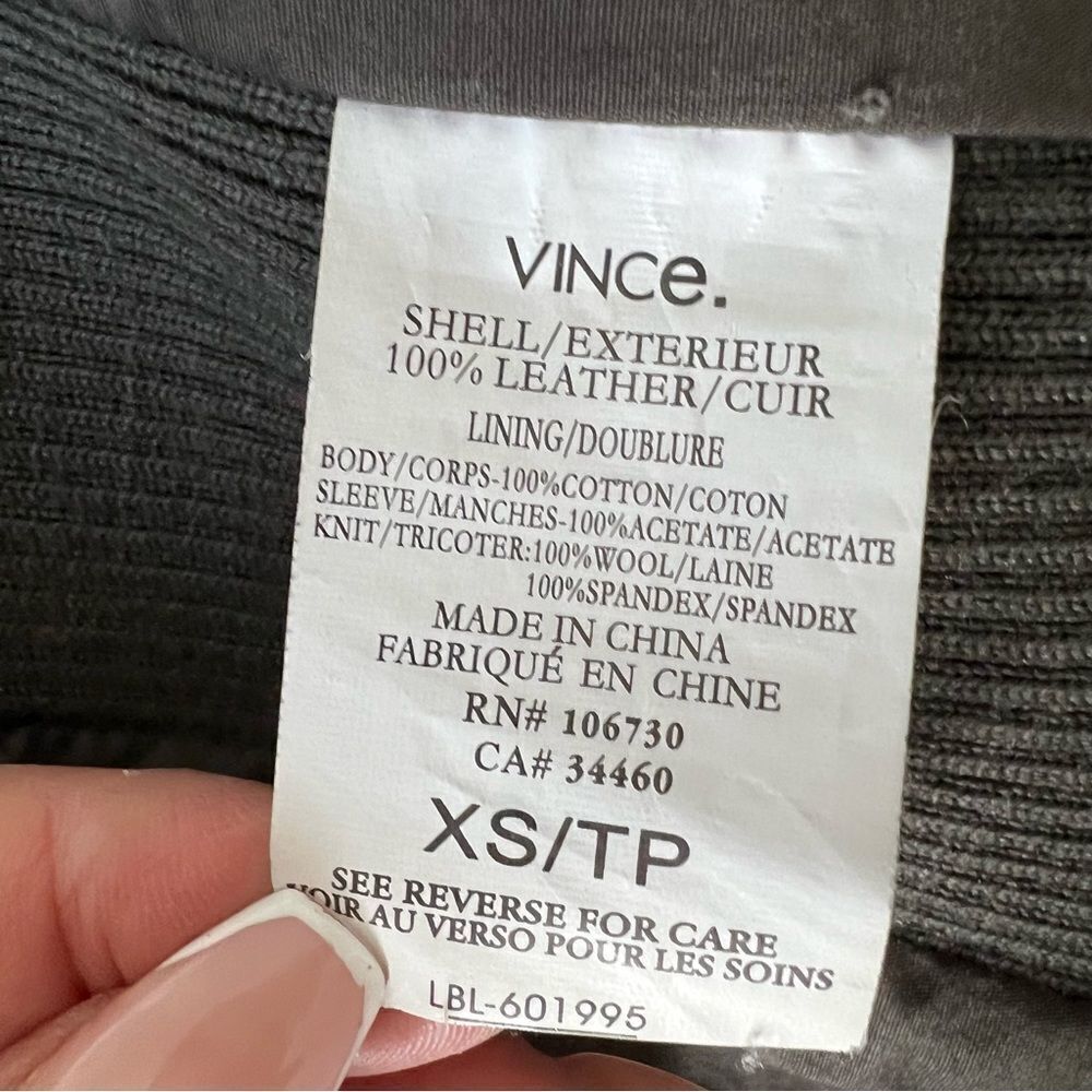 Vince 100% Brown Leather Moto Jacket XS - Picture 8 of 10